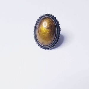 Vintage Tiger's eye Large oval stretch ring